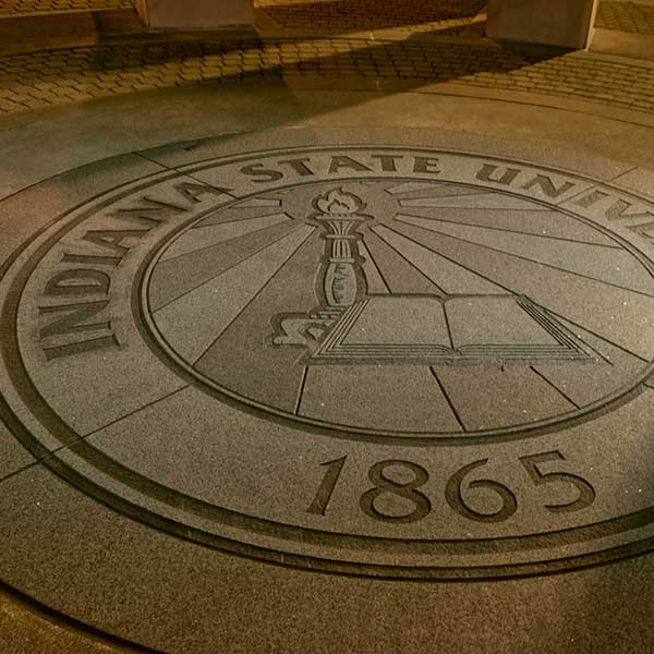 Indiana State University seal on the floor