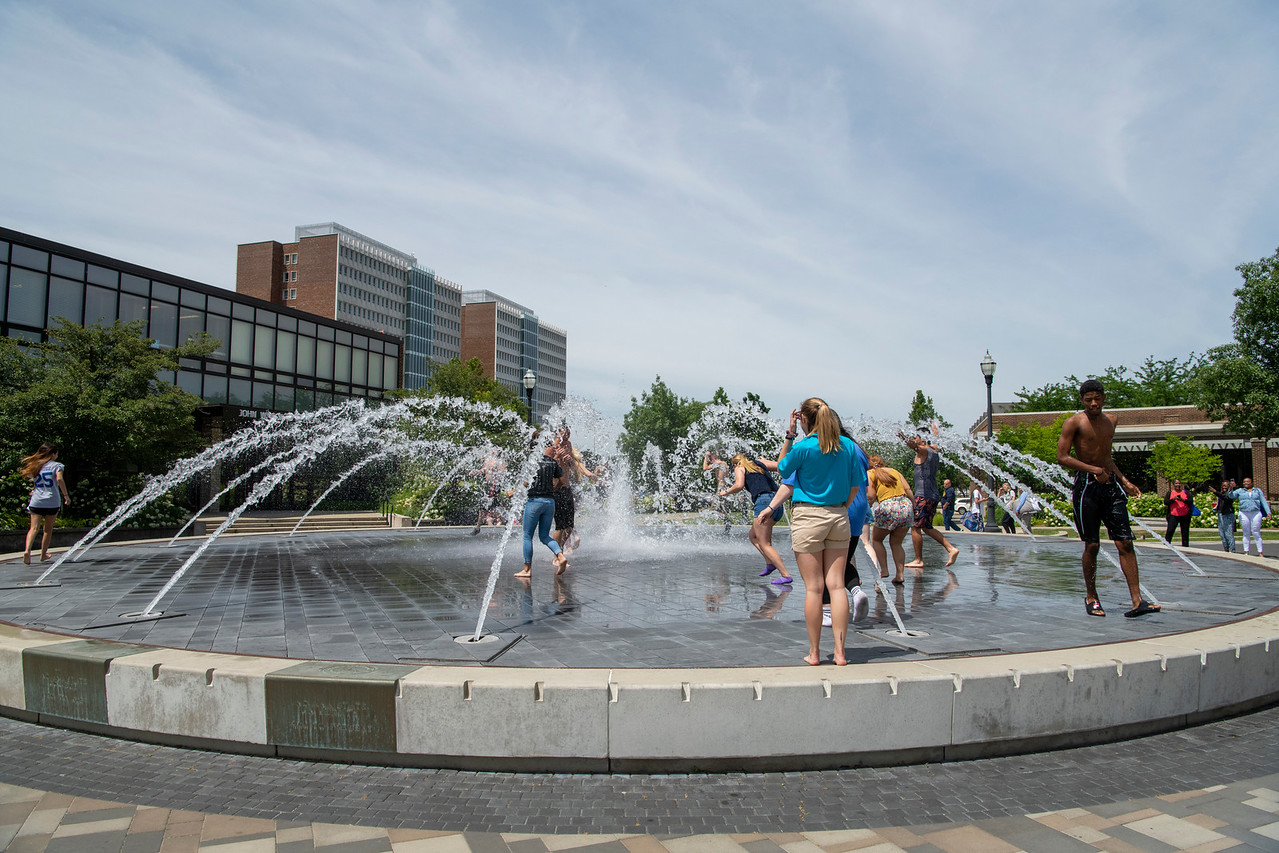 Playing in the fountain