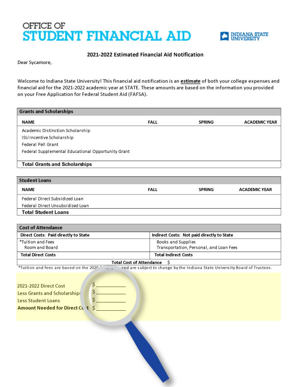 Financial aid information document including details about funding options, payment plans, and contact information for further assistance