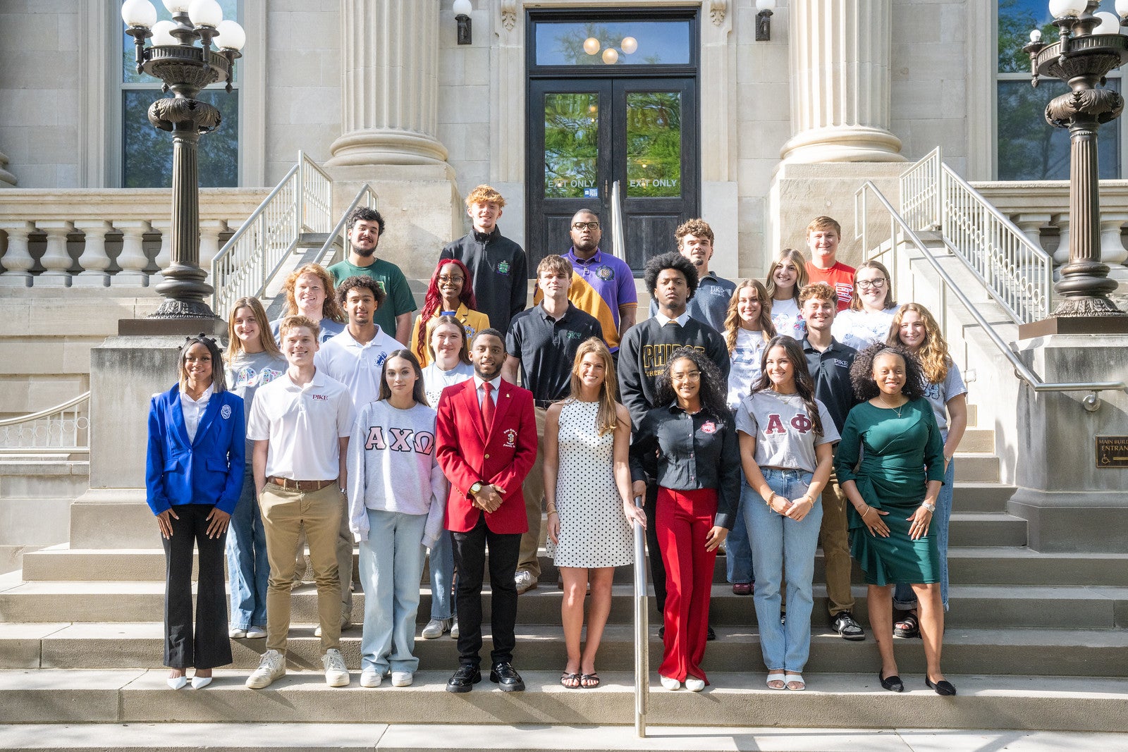 Group photo of the 2026 FSL community leadership in front of Normal Hall.