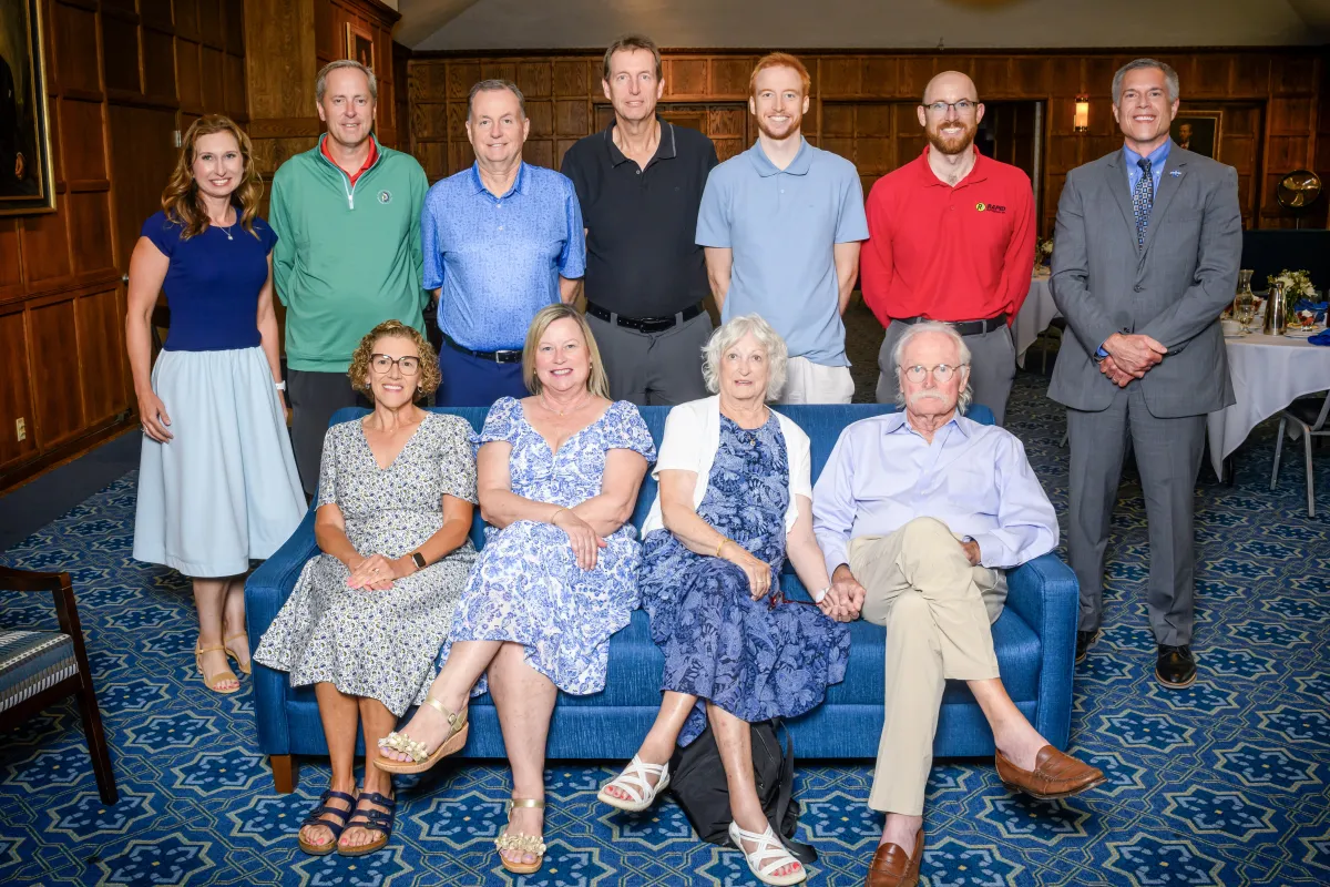 Hosking Family pictured together with President Mike Godard and Vice President of University Advancement Andrea Angel.