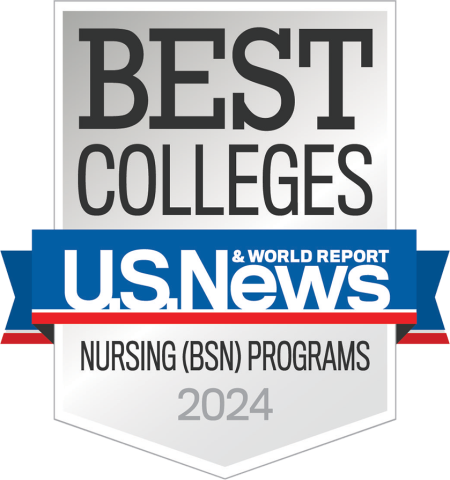 Badge reading 'Best Colleges 2024' from U.S. News & World Report for Nursing (BSN) Programs.