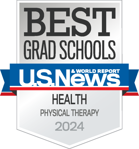 Badge reading 'Best Grad Schools 2024' from U.S. News & World Report for Health Physical Therapy.