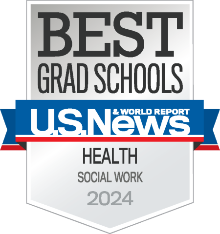 Badge reading 'Best Grad Schools 2024' from U.S. News & World Report for Health Social Work.