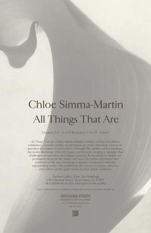 All Things That Are, Chloe Simma-Martin’s Master of Fine Arts thesis exhibition, consists entirely of photogravure prints that invite viewers to question the nature of perception. Through the subtlety of the medium, the works illuminate what often goes overlooked, creating a dialogue that challenges perspective and engages synergy. By focusing on simple yet profound elements like shape and tone, the prints emphasize the contrasts of life and encourage a deeper connection with the surrounding world.