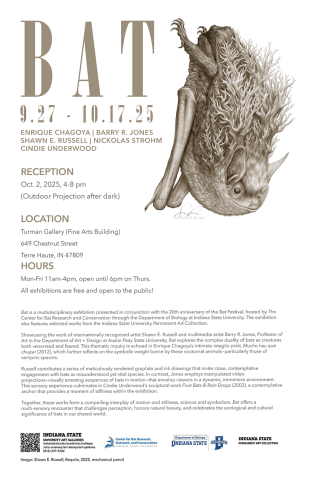 The poster for the BAT art exhibit in the Turman Art Gallery.
